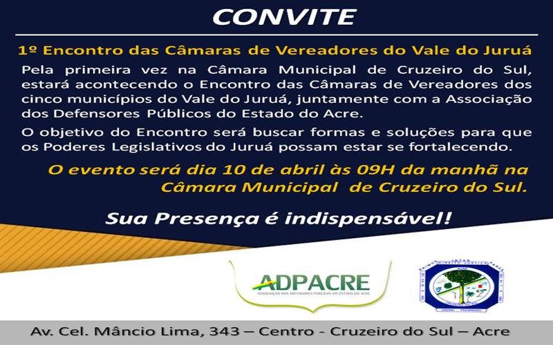 Cruzeiro do Sul sediará primeiro Encontro das Câmaras de Vereadores do Vale do Juruá