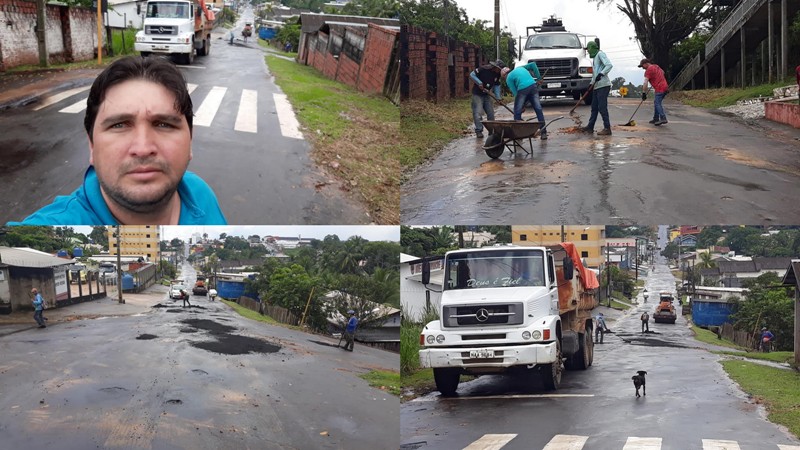 Vereador Franciney Melo acompanha Operação Tapa Buracos pelo centro da Cidade